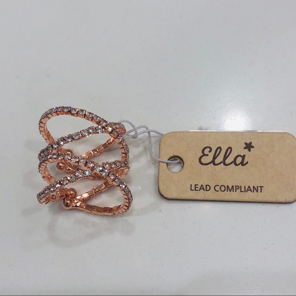 Adjustable ring in rose gold w/ rhinestones - Picture 7 of 8